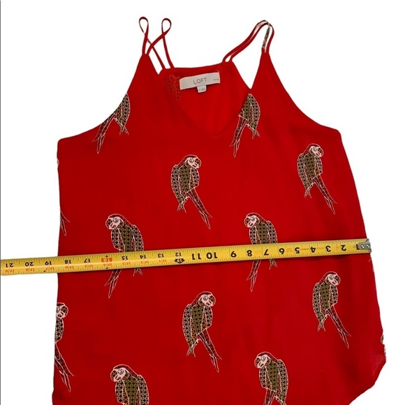 Loft Halter Spaghetti Strap V-neck Red Parrot Print Top Size SP - Picture 8 of 17
